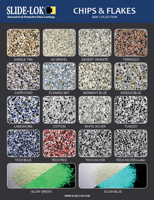 Decorative Flooring Chips Flakes Available By The Bucket Slide Lok Garage Floors Storage Systems - Concrete Floor Paint With Color Chips