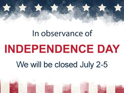 Closed for July 4th